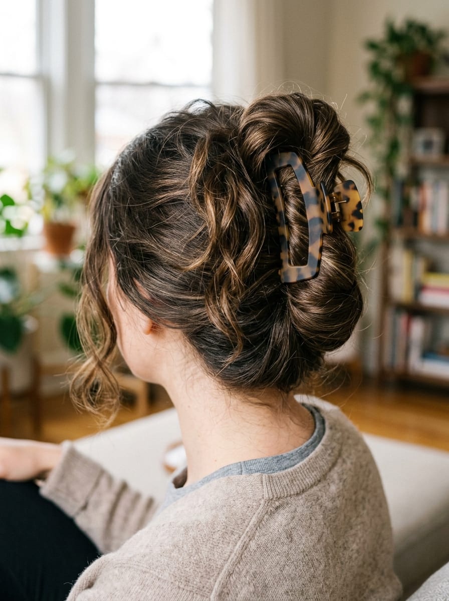 Claw Clip Updo mit herausfallenden Spitzen - Hochsteckfrisur für lange Haare